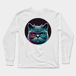 Cool Cat Grandpa Cool Cat Dad - Love Cat Long Sleeve T-Shirt